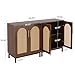 Tribesigns Set of 2 Rattan Sideboard Buffet Cabinet with Storage, 59 Inch Accent Cabinet for Dining Room, Living Room, Kitchen, Rattan and Dark Brown