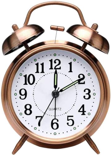 Image of Alarm Clock, Silent Non Ticking Small Clock, Battery Operated, Simple Design, Old Fashioned Style Ideal Decor, for Bedroom, Bedside, Desk, Adult, Kid, Gift (Tween Golden)