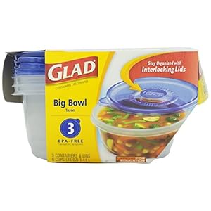 Glad Ware Big Bowl Containers with Lids, Round Size, 3 ct, 48 ounce