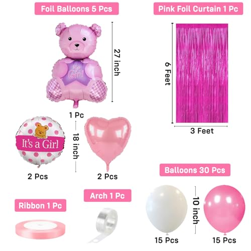 Image of Party Propz Welcome Baby Girl Decoration Kit - 38 Pcs Baby Girl Welcome Home Decorations Kit, Name Ceremony Decoration Items, Cradle Ceremony Decorations (Foil, Latex)