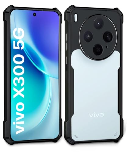 Image of WOW IMAGINE Shock Proof Clear Back Case Mobile Cover for Vivo X300 5G (Hard | Hybrid PC + TPU | Full Armour Device & Camera Protection | Black)