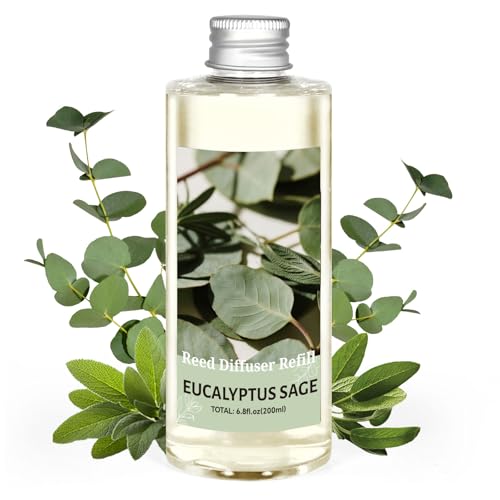 Image of STRN Reed Diffuser Refill, 200ml Long-Lasting Aromatherapy, Natural Eucalyptus Sage Fragrance for Home, Bedroom, Spa