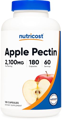 Nutricost Apple Pectin Capsules 2 100mg Per Serving 180 Capsules - Gluten-Free 60 Servings