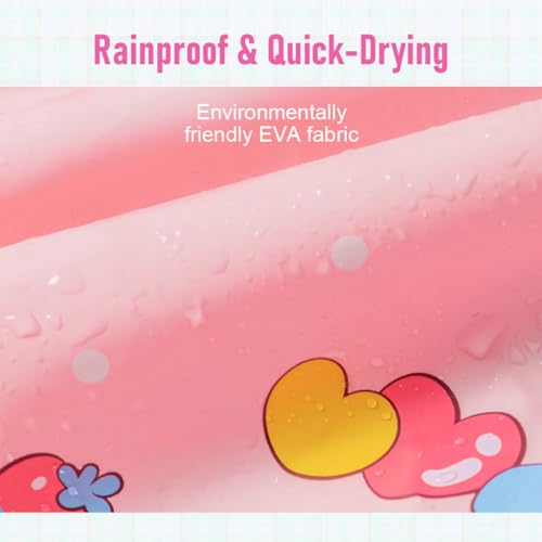 Image of SNOWIE SOFT Hooded Raincoat for Kids Wide Brim Raincoat for Kids 3-8 Years EVA Student Kids Rain Coat for Girls with School Bag Rain Cover Unicorn Print Recommended Height 80-125CM