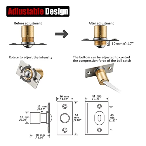 image for JQK Closet Door Ball Catch Hardware, Stainless Steel Catch Adjustable 