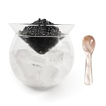 Caviar Server Set Glass Dish with Shell Caviar Spoon Chiller Server with Ice Holder for Universal Martini, Ice Cream,Shrimp Ice Cream