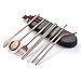 QKTYB 8 Pcs Cubiertos Portátiles Juego de Cubiertos Acero con Bolsa Inoxidable Cubertería de Cámping Juego de Cubiertos para Viaje Cuchillo/Tenedor/Cuchara/Palillos/Pajitas/Brocha/Estuche Portátil