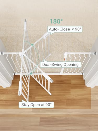 Image of Mom's Choice GROWNSY Baby Gate, 53 inch-57 inch Auto-Close Dog Gate for Stairs & Doorways, Pressure-Mounted Easy Install - No Drill, Walk Through, Safe & Durable