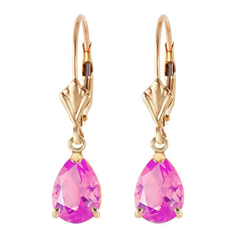 2.85 Carat 14k Solid Gold Dangle Earrings with Natural Pink Topaz2