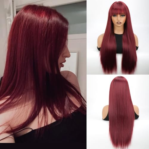Perruque synthétique rouge vin pour femme idéale pour vos soirées à thème et soirées cosplay