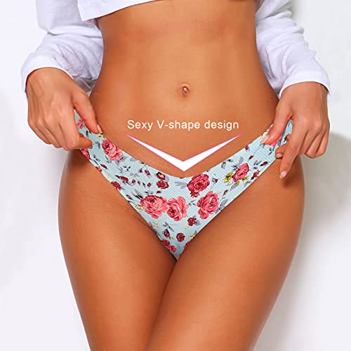QOVOQ Thong underwear for women,No Show Breathable Cotton Womens Thongs Underwear Seamless Thongs for Women (Multicoloured E-10pack, X-Large)
