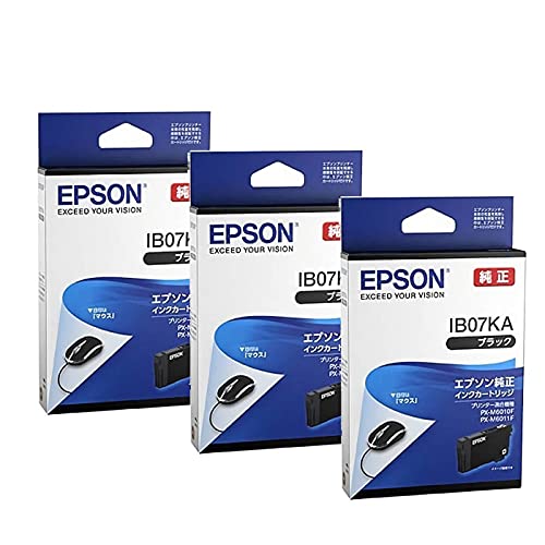 【純正品3個セット】エプソン インクカートリッジ (マウス) IB07KA ブラック 3個セット