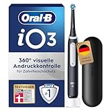 Oral-B iO Series 3 Elektrische Zahnbürste, Electric Toothbrush, 3 Putzmodi für Zahnpflege, Magnet-Technologie, Reiseetui, Designed by Braun, TESTSIEGER Stiftung Warentest (12, 2024), Matt Black
