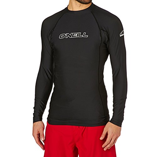 ONEILL WETSUITS Basic Skins L/S Crew Rash Vest, Hombre, Negro, M