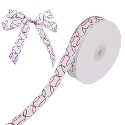 Naturahand 50 Yards Sports Baseball Ribbon Red and White Striped Grosgrain Fabric Perfect for DIY Gift Wrap Wedding Themed Party Craft Decoration