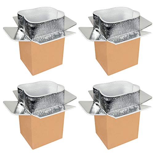 YSSOA Thermo Chill Lot de 4 boîtes d'expédition en carton double isolation avec doublure en aluminium 15,2 x 12,7 x 22,9 cm Cover