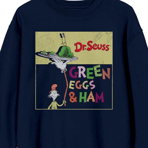 Bioworld Green Eggs & Ham Cover Art Adult Navy Crew Neck Long Sleeve Sweatshirt2