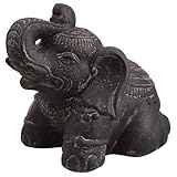 Teako Design Stonox Steinfigur Asiatischer Elefant Tirune, Asiatische Gartenfigur frostbeständig, Grau, Wetterfest, mit spiritueller Bedeutung, Stärke Glück Weisheit (60 x 34 x 47 cm)