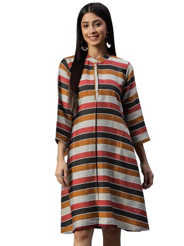 Image of arriva fab Women's Cotton Jaipuri Floral Print A-line Dress