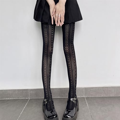 Women Lolita Sheer Tights with Bows Cute Mesh Hallow High Waist Harajuku Stockings Nylon Silk Thin Long Socks3