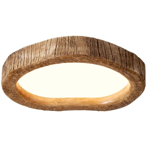 Rustic Wood Grain Irregular Oval LED with 3 Color Changing
