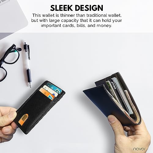 navor Slim Wallets for Men & Women - RFID Blocking Front Pocket Bifold Wallet with Photo & ID Holder - Premium Money Clip Mens Wallet - Minimalist Credit Card Holder4