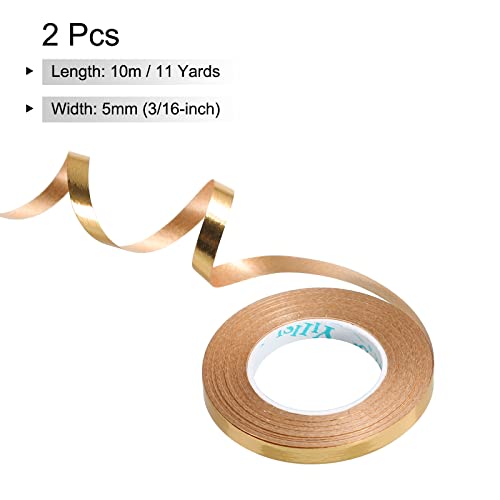 PATIKIL 2pcs Curling Ribbon Crimped Balloon String Shiny Metallic 5mm 10m Iridescent for Party Decoration Gift Wrapping Crafts Champagne Gold - Image 2