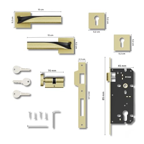 Image of GLOXY Premium Mortise Door Locks Set for Main Door and Bedroom,3 Brass Computerised Key Door Handle Knob Lock Set Body for Kitchen | Antique & Black Finish (2 Years of Warranty, Pack of 1)