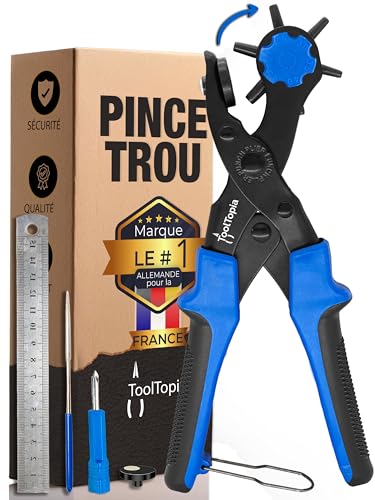 Pince Perforatrice pour Cuir [Kit Complet] - Emporte-Pièce pour Papier, Ceinture, Tissu, Biothane, Cuir Synthétique - Avec Levier de Confort