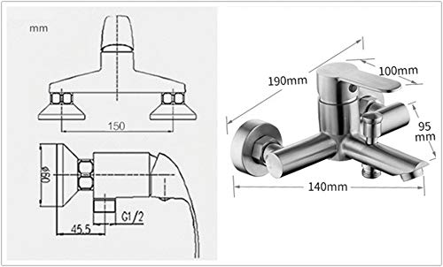 Mitigeur mural SUS 304 en acier inoxydable brossé durable - 8