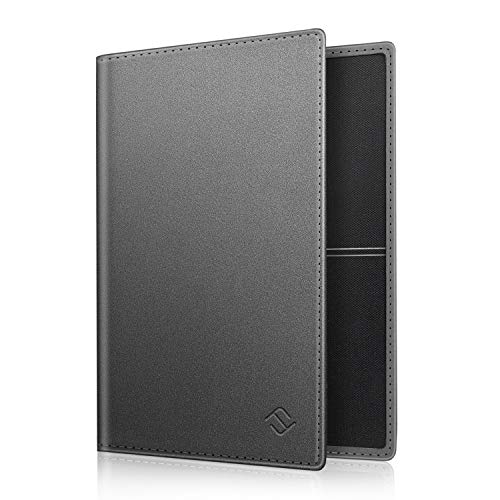 FINTIE Fahrzeugschein Hülle für Zulassungsbescheinigung - Ultradünne Leichte Fahrzeugscheinetui Kreditkartenetui aus Kunstleder Tasche für KFZ Fahrzeugschein/Ausweis/Karten, Grau