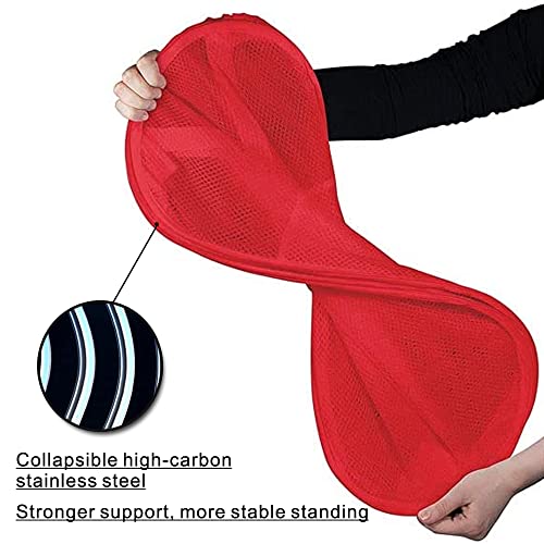 Image of BATTOO Deluxe Strong Mesh Pop up Laundry Hamper Basket with Side Pocket for Laundry Room, Bathroom, Kids Room, College Dorm or Travel Red