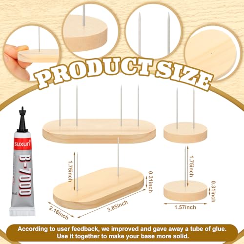 Image of Threehoney 24 Pcs Crochet Doll Stand 4 Styles Wooden Knitted Display Single and Dual Needle Knitted Doll Display Stand for Animal Toy Wooden Base Support for Action Figure