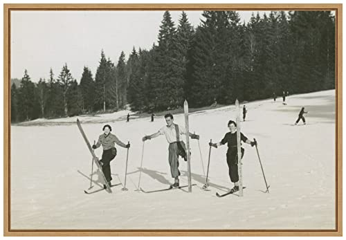 Amanti Art Framed Canvas Wall Art 16x23 Ski Day by Wild Apple Portfolio, Framed Wall Art Canvas, Landscapes Artwork, Modern Decor, Medium Poster Painting for Living Room, Bedroom, Bathroom, Kitchen,