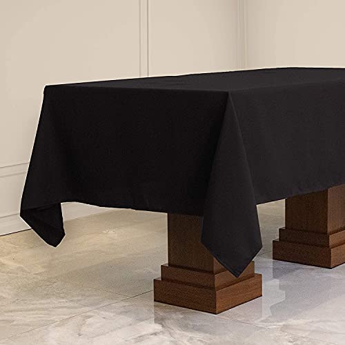 Image of H B MSALA Microfiber Satin Dining Table Cover, Black, 100 cm x 150 cm | Plain, Smooth & Durable, Elegant & Easy-Care Fabric, For Dining & Home Decor