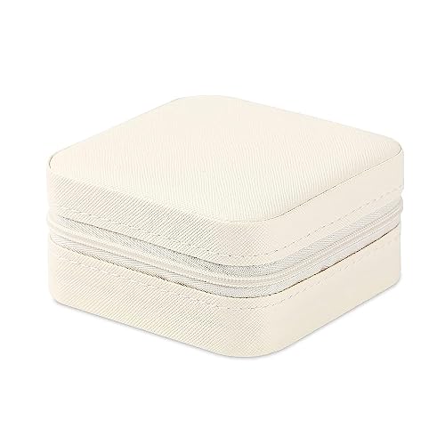 Image of Neveika Portable Travel Mini Jewelry Box Leather Jewellery Ring Organizer Case Storage Gift Box Girls Women (4pcs White).