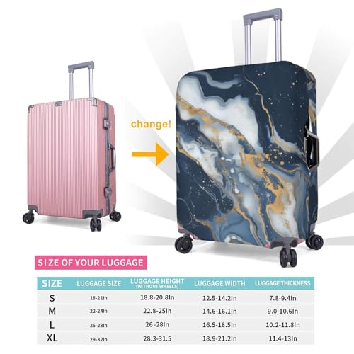 Dark Blue Gold Marble Luggage Cover Washable Suitcase Cover Anti-Scratch Luggage Protector Covers Elastic Suitcase Identify L fits 25-28 Inch Luggage2
