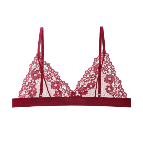 Image of Womens Bra No Underwire Lace Unlined Demi Triangle Bralettes
