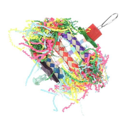 CIYODO Parrot Chewing for Birds Shredding Wooden with Cage Pendant Engaging Bird Swing for Parrots Cockatiels and Finches Encourages Healthy Chewing and Play