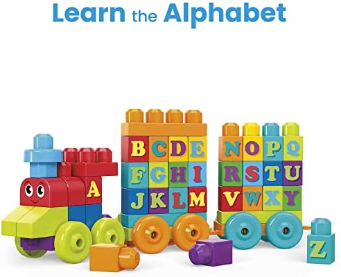 MEGA BLOKS Fisher Price Building Toy ABC Blocks, ABC Learning Train Learning Toy for Toddlers 1-3