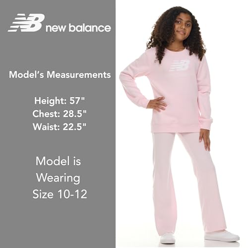 New Balance Girls 2 Piece Set – Crewneck Sweatshirt & Flared Leggings Set, Soft Cotton Blended Fleece Premium Activewear4