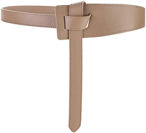 ALAIX Women's Leather Belt Dress Belt for Jeans Jumpsuit Coat Fashion Tie a Knot Genuine Leather Waist Belt Beige