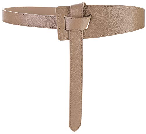 Alaix Women's Leather Belt Dress Belt For Jeans Jumpsuit Coat Fashion Tie A Knot Genuine Leather Waist Belt Beige #TOP21