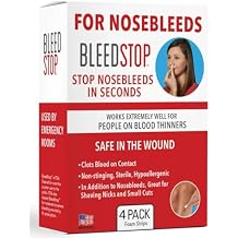 BleedStopTM Nosebleed Strips Fast Acting Blood Coagulant Foam Inserts Helps Clot Blood on Contact Non-Stinging Sterile Hypoallergenic for Mild to Heavy Nosebleeds