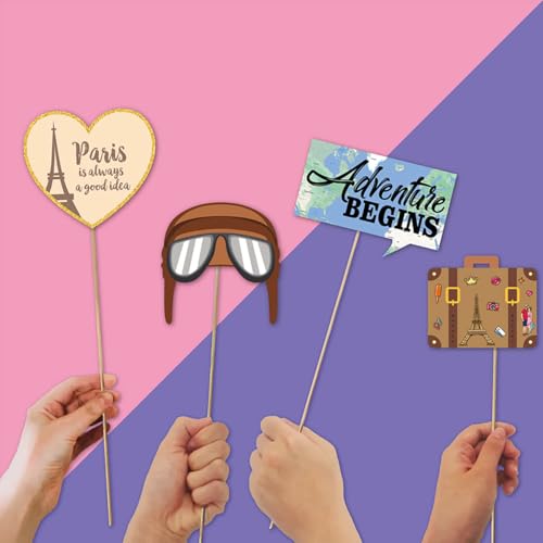 Accessoires Photo Booth Voyage – 23 Pcs Décoration Thème Tour du Monde, Fête Bon Voyage – vue 5