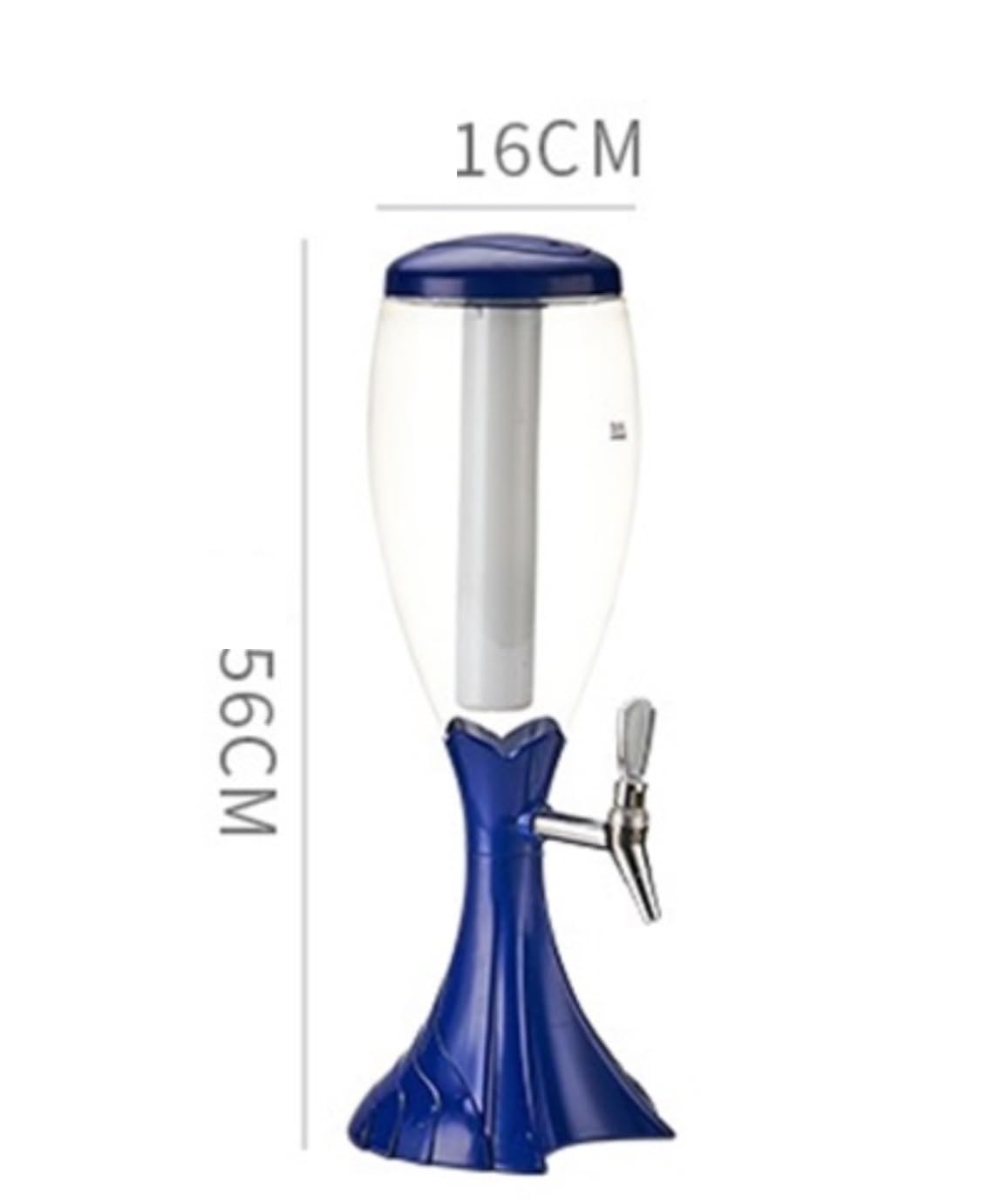 Distributeur de Boissons Beer Tower avec Robinet et Tube à Glace 3 L (Bleu)