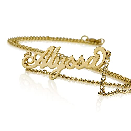 Any Personalized Name Necklace 18k Gold Over Brass Custom Made Any Name (18 Inches)