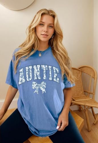 Auntie T Shirt Womens Oversize Cool Aunts Club Tshirts Fashion Auntie Letter Print Crewneck Short Sleeve Shirt Tops2