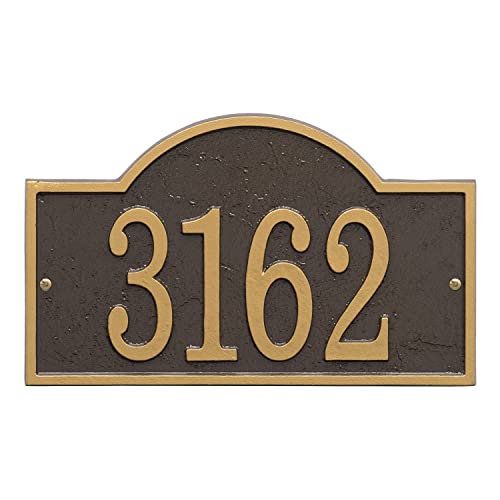 Whitehall Personalized Cast Metal Address Plaque - USA Made Custom House Number Sign - Arched Rectangle (12
