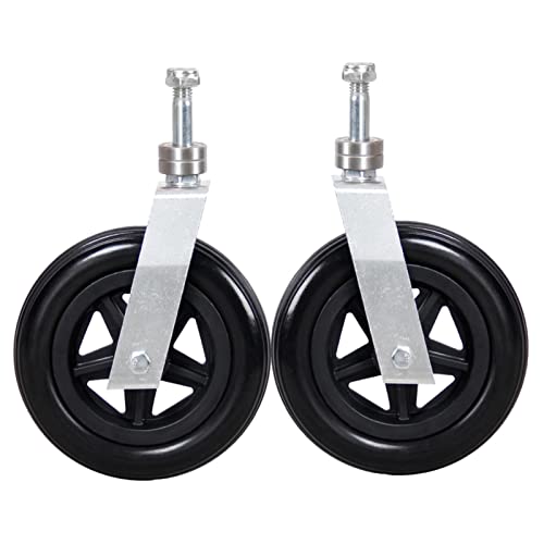 Wheelchair Accessories Front Wheel with Aluminum Front Fork, 6 Inch Walker Replacement Casters, Solid Tires (× 2)